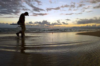 balıkçı siluet beach günbatımı 