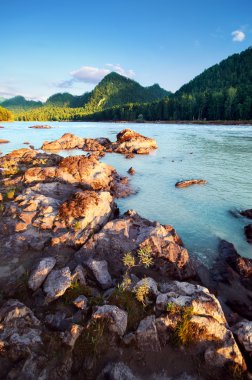 Nehirli güzel dağ manzarası
