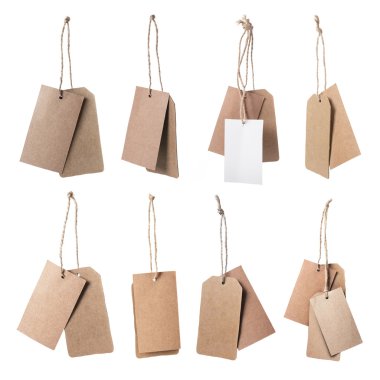 Kahverengi boş fiyat etiketleri kümesi