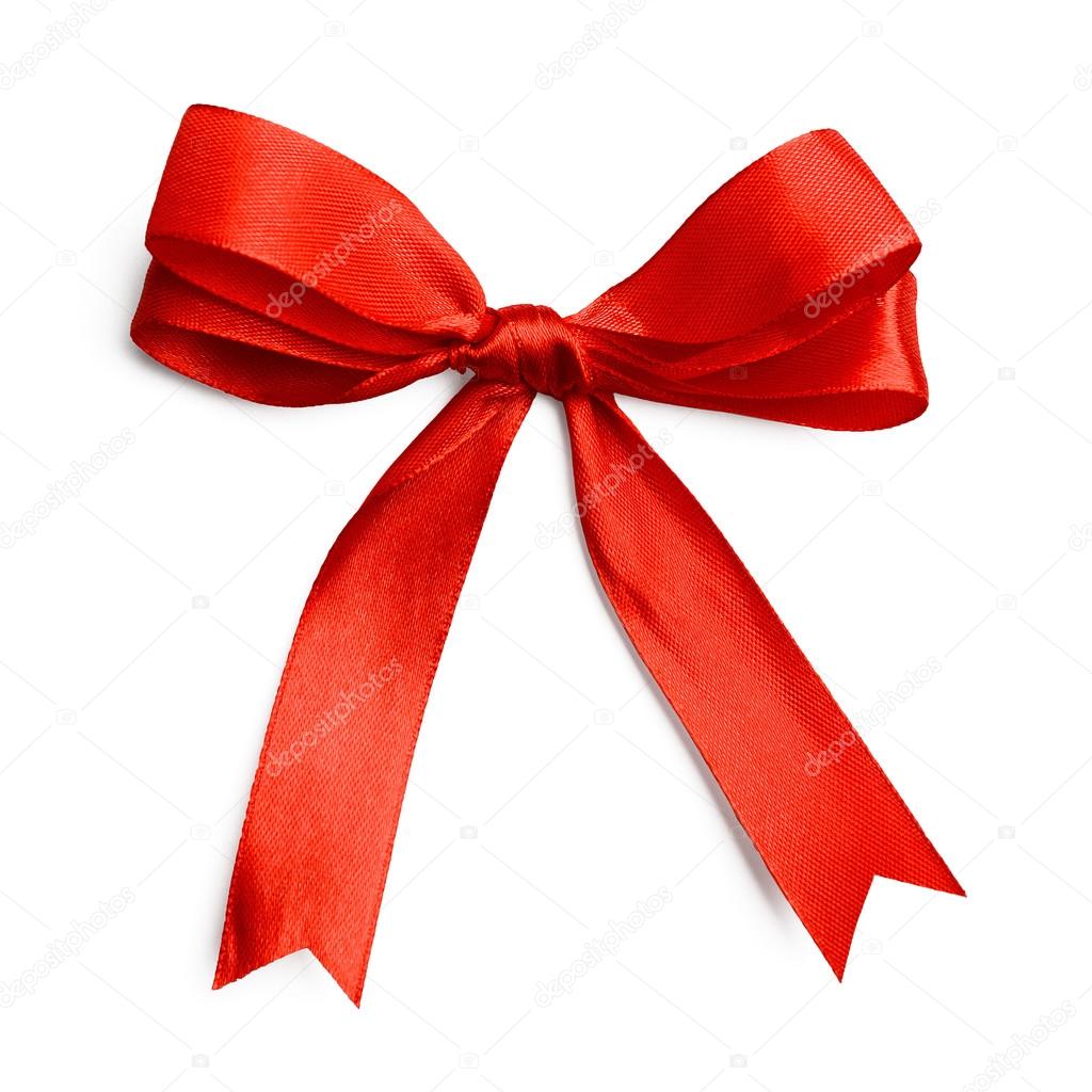 Gift silk bow of red ribbon