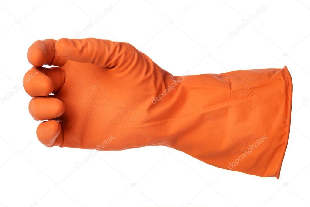 orange rubber glove