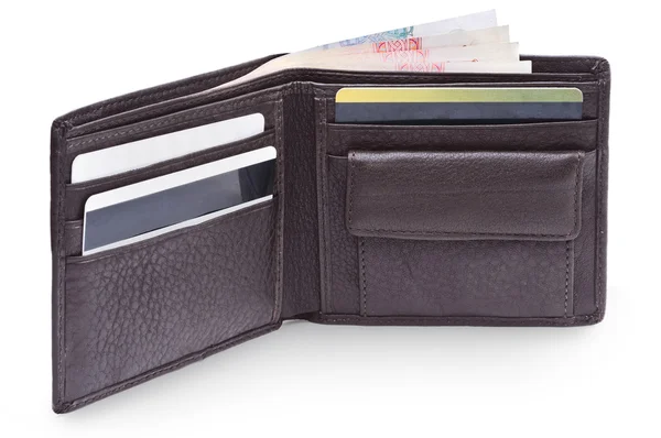 Leather wallet with money — Stock Photo, Image