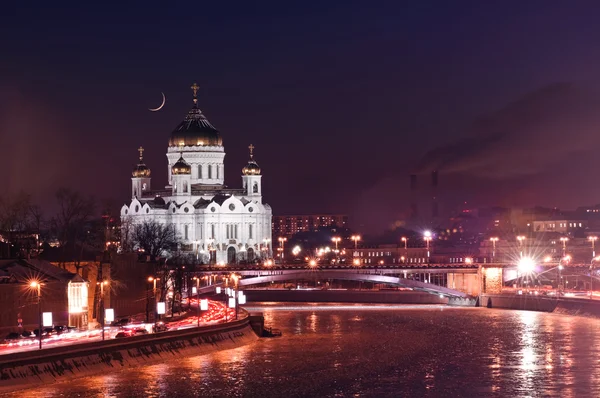 Kathedraal van Christus de Verlosser in de nacht — Stockfoto