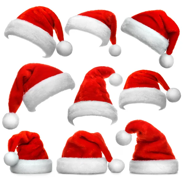 Kırmızı Santa şapkalar kümesi