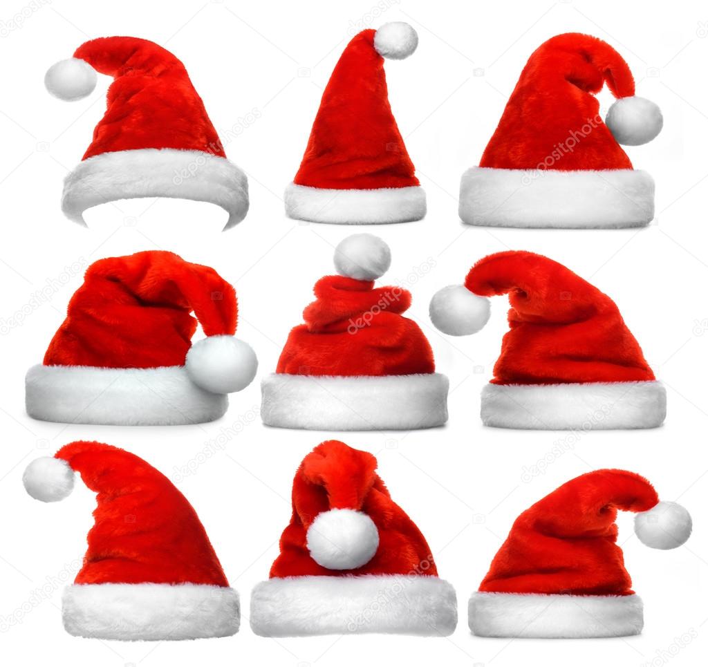 Set of red Santa hats