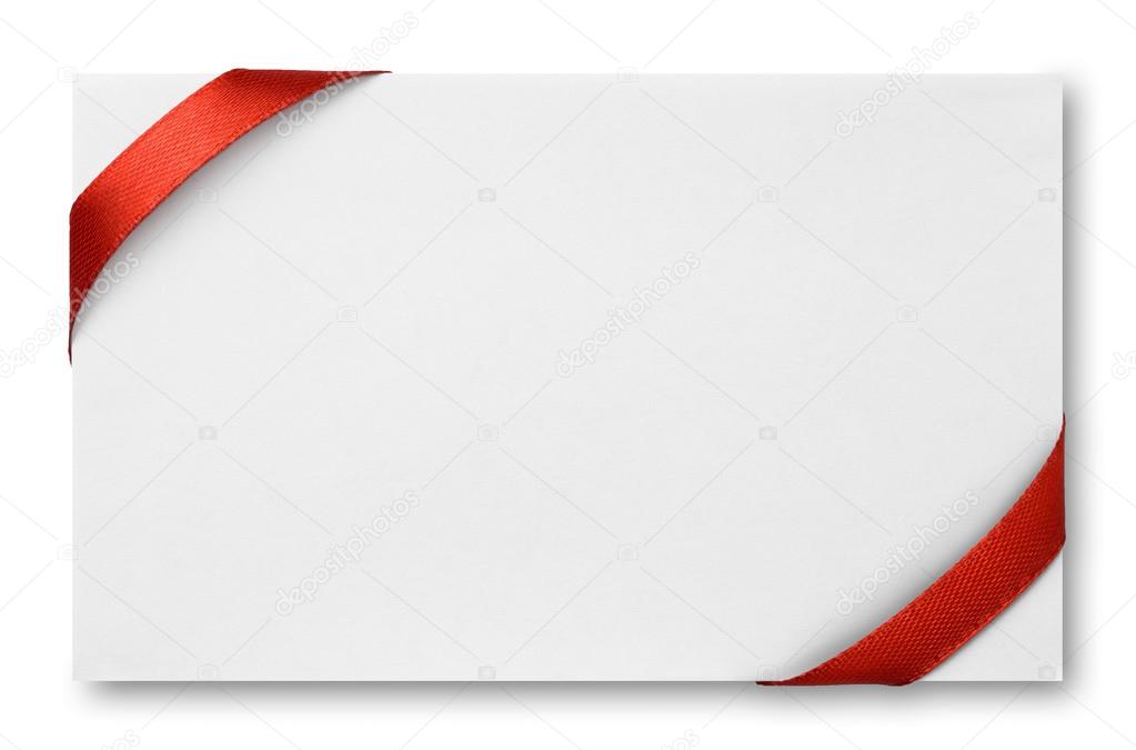 Red ribbon on paper card