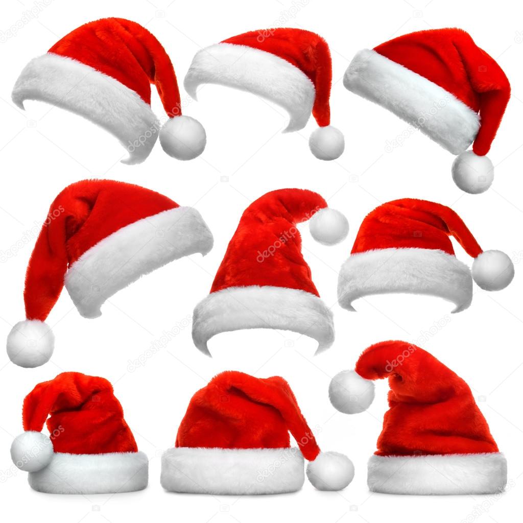 Set of red Santa hats