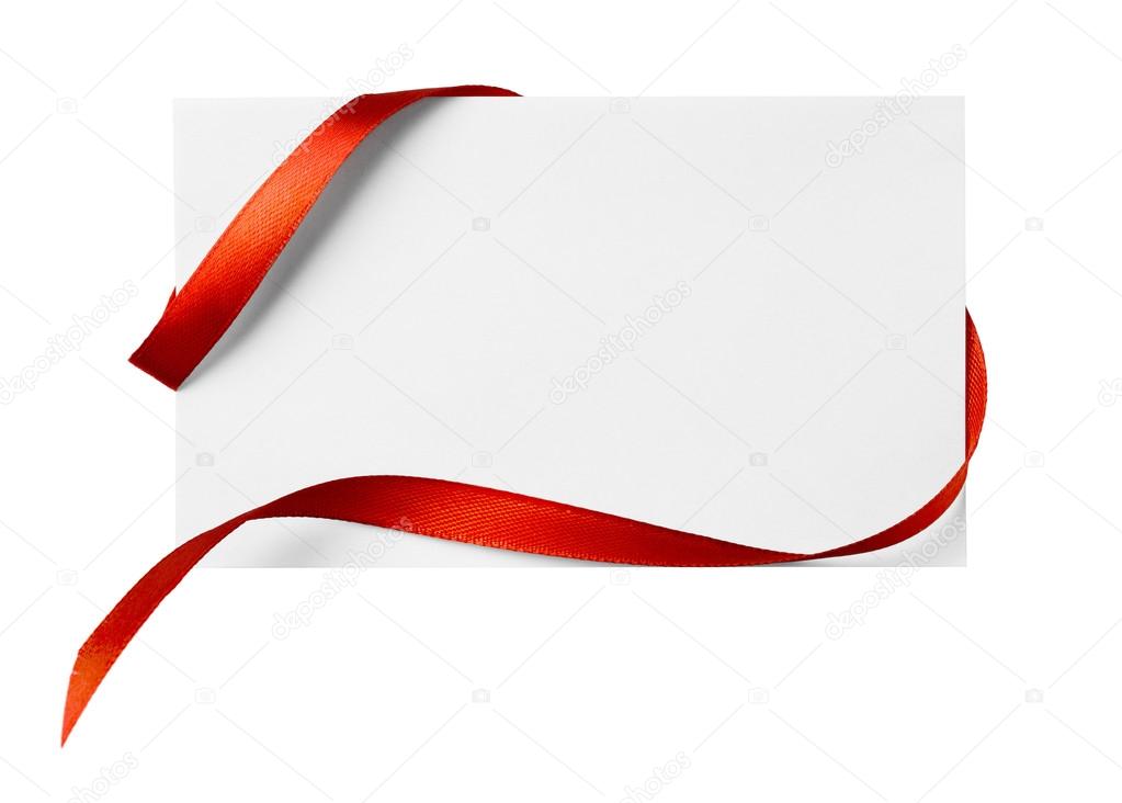 Red ribbon on paper card