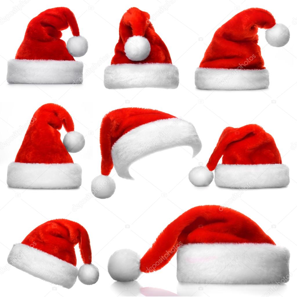 Set of red Santa hats