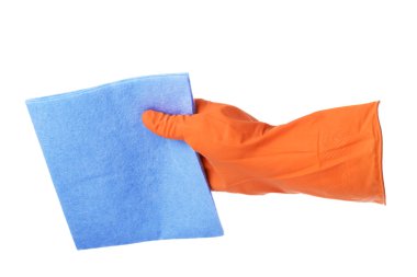 lastik eldiven mavi kumaş tutar