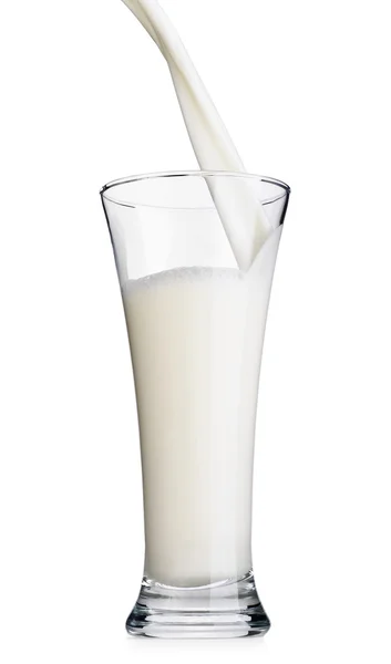 Pouring milk in glass — Stock Photo, Image