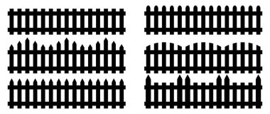 A set of fences. Isolated icons of wooden fences. Flat style vector illustration. clipart