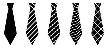 Vektör bağları kümesi. İzole edilmiş kravat sembolü düz simge. Vektör illüstrasyonu.