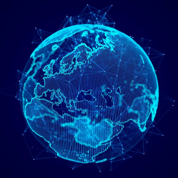 World wide web. Global network connection. World map. Planet Earth. 3D rendering.