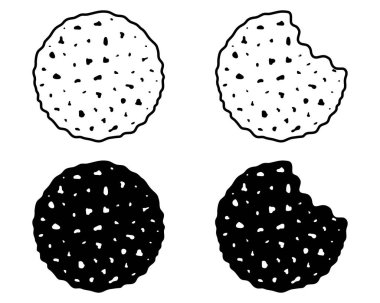 Kurabiye takımı. İzole edilmiş sembol düz simge. Çikolata parçacıklı kurabiyeler. Vektör illüstrasyonu.