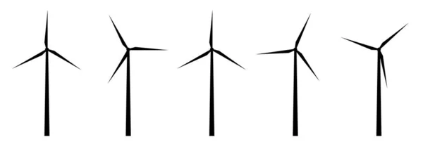 Conjunto Turbinas Eólicas Símbolo Ícone Plano Isolado Ilustração Vetorial — Vetor de Stock