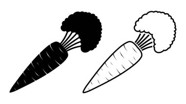 Havuç ikonu. Havuç seti. İzole edilmiş düz simge simgesi. Vektör illüstrasyonu.