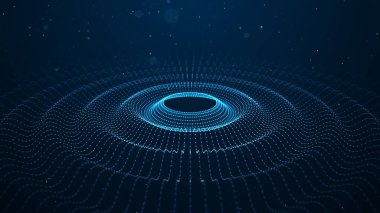 Parçacıkların ve çizgilerin soyut dinamik dalgası. Parlak noktalar ağı. Büyük veri. Dijital arka plan. 3d oluşturma