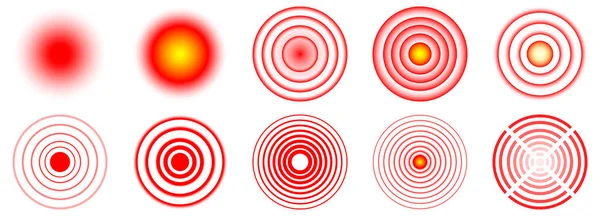 Localização Dor Círculo Vermelho Conjunto Círculos Vermelhos Marcas Destino Símbolo — Vetor de Stock