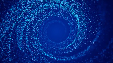 Parçacıkların girdabı. Çarpık parlayan noktalardan oluşan bir kasırga. Soyut fütüristik geçmiş. Üç boyutlu tünel ya da solucan deliği. 3B görüntüleme