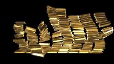 Bir yığın altın. 3d simülasyon ve oluşturma.