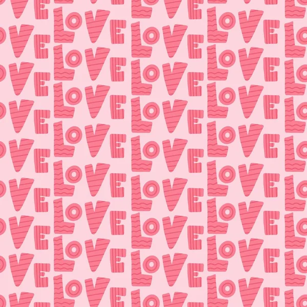 Miluju Bezproblémové Vzorce Růžová Písmena Řadě Ručně Kreslené Jednoduché Romantické — Stockový vektor
