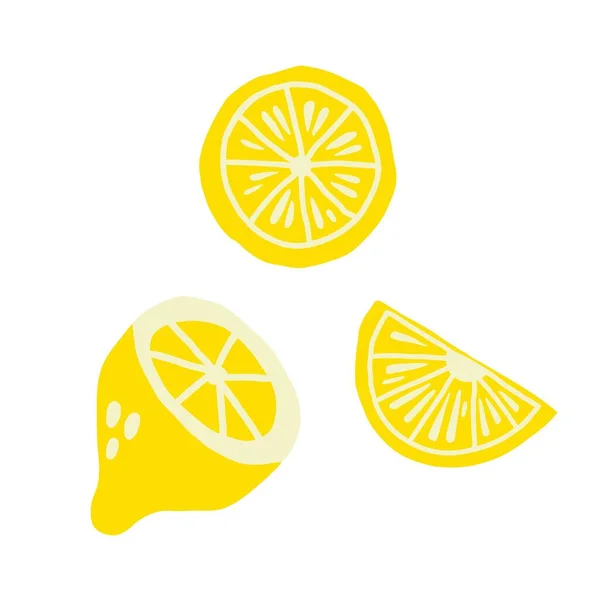 Fatia Limão Exótico Tropical Amarelo Citrinos Frutas Frescas Fatia Meio — Vetor de Stock