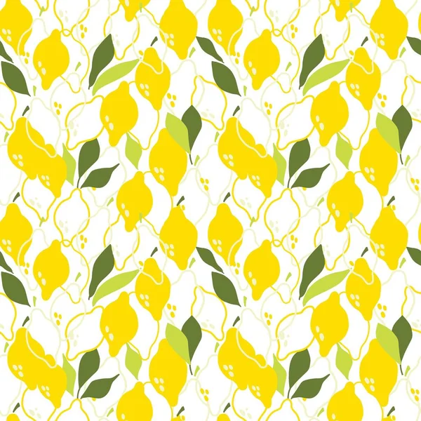 Lemon Absztrakt Zökkenőmentes Minta Egzotikus Trópusi Sárga Citrusfélék Lédús Citromok — Stock Vector