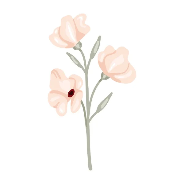 Pastel Çiçekler Çizimi Boho Tarzı Botanik Öğesi Bej Gül Yumuşak — Stok Vektör