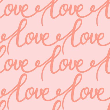 Kusursuz bir aşk örneği. Sıraya dizilmiş pembe harfler. El çizimi basit bir romantik hat sanatı. Sevgililer Günü düğünü ya da doğum günü için tekstil dekorasyonu, ambalaj kağıdı, duvar kâğıdı vektör şenlik dokusu