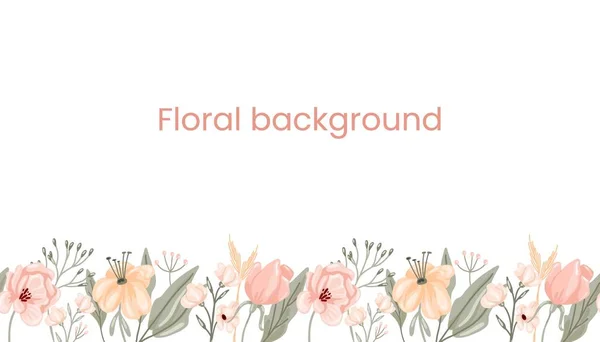 Pastellfarbene Blumen Und Blätter Hintergrund Handgezeichnete Eleganz Boho Stil Botanische — Stockvektor