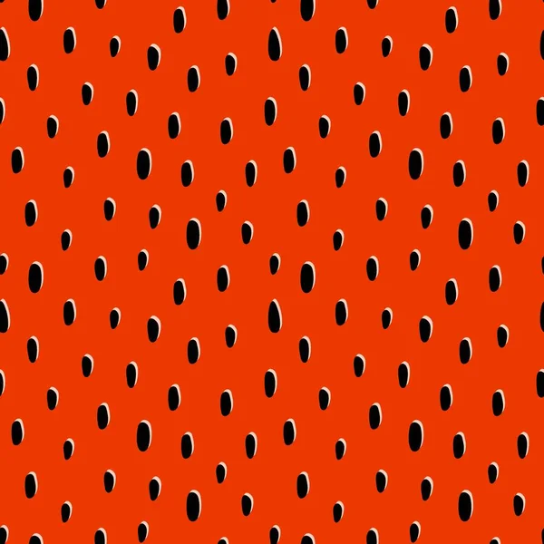 Полуничний Безшовний Візерунок Ручна Ягідна Текстура Чорні Крапки Червоному Тлі — стоковий вектор