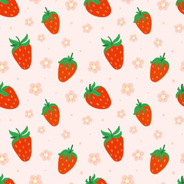 Çilek pürüzsüz desen. Elle çizilmiş taze orman ya da bahçe meyvesi. Sulu böğürtlen, pembe arka planda karalama yaz unsuru. Dekoratör tekstil, duvar kâğıdı vektör baskısı veya kumaş ambalajı