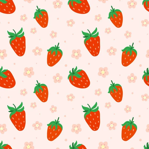 Çilek pürüzsüz desen. Elle çizilmiş taze orman ya da bahçe meyvesi. Sulu böğürtlen, pembe arka planda karalama yaz unsuru. Dekoratör tekstil, duvar kâğıdı vektör baskısı veya kumaş ambalajı