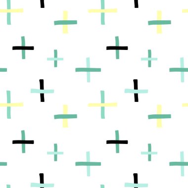 Basit, pürüzsüz bir desen. Yeşil ve sarı pastel renkler, soyut el çizgileri, İskandinav çocuksu asgari geometrik koleksiyonu. Dekoratör tekstil, duvar kâğıdı vektör baskısı veya kumaş ambalajı