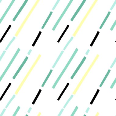 Basit, pürüzsüz bir desen. Yeşil ve sarı pastel renkler, soyut el çizgileri, İskandinav çocuksu asgari geometrik koleksiyonu. Dekoratör tekstil, duvar kâğıdı vektör baskısı veya kumaş ambalajı