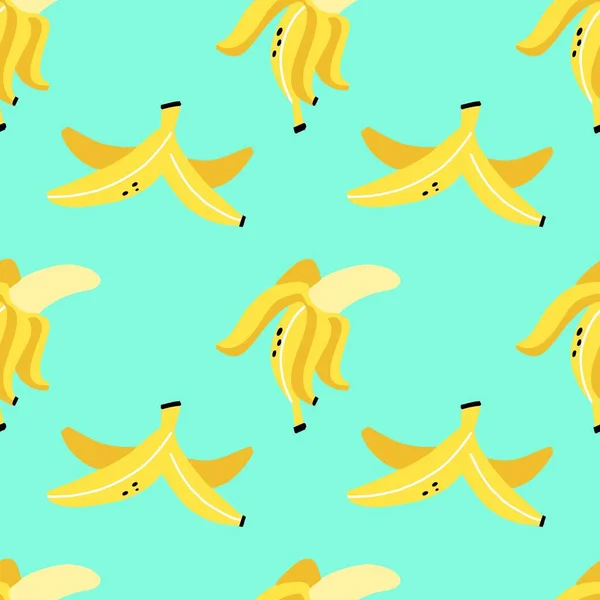 Банановый Бесшовный Рисунок Экзотические Тропические Свежие Фрукты Цельные Нарезанные Банановая — стоковый вектор