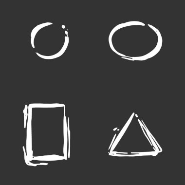 Mürekkep geometrik çerçeveleri lekeler. El çizimi siyah çerçeve ve kenar fotokopi alanı. Minimum tasarım karalama çemberi ve dikdörtgen, üçgen ve oval boya sıçraması, vektör dokusu şablonu