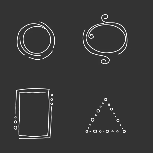 Hand Drawn Circle Line Badge Set Frames Different Geometric Forms — Stock Vector