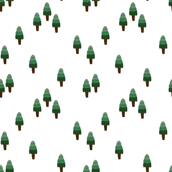 Forêt Motif Sans Couture Conifères Style Scandinave Sur Fond Blanc — Image vectorielle