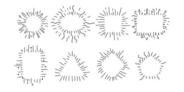 Ręcznie Rysowane Dekoracyjne Ramki Odrzutowe Gwiazda Zarysu Geometrycznymi Ramami Przestrzenią — Wektor stockowy