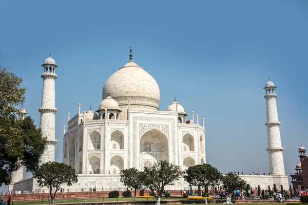 Agra Indie Února 2018 Turisté Indie Celého Světa Navštíví Taj — Stock fotografie