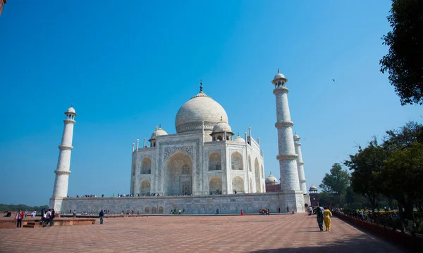 Agra Indie Února 2018 Turisté Indie Celého Světa Navštíví Taj — Stock fotografie