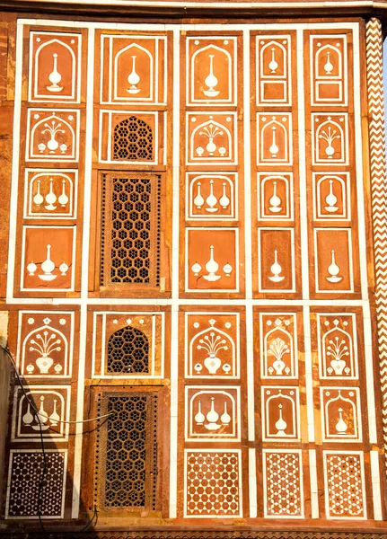 Detail Van Decoratie Geometrisch Patroon Muur Van Graf Itmad Daulah — Stockfoto