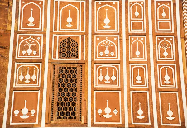 Detail Van Decoratie Geometrisch Patroon Muur Van Graf Itmad Daulah — Stockfoto