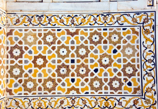 Detail Van Decoratie Geometrisch Patroon Muur Van Graf Itmad Daulah — Stockfoto