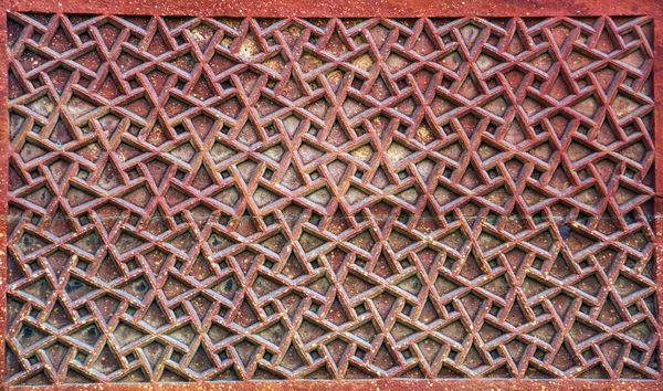 Geometrik Desen Kızıl Kale Deki Kumtaşı Oymasının Dekoratif Ayrıntıları Agra — Stok fotoğraf