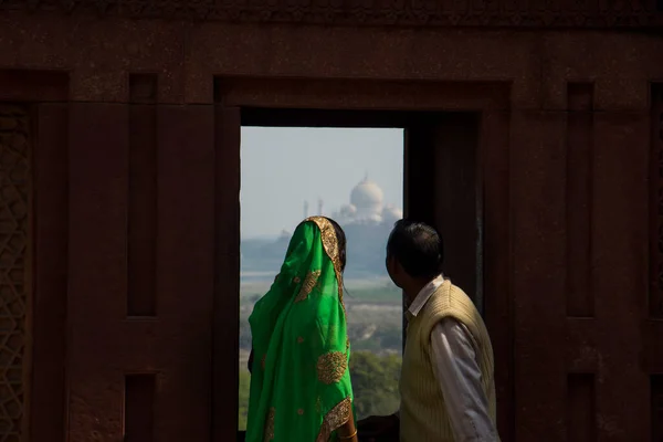 Agra India Února 2018 Turisté Navštíví Red Fort Agra Tato — Stock fotografie