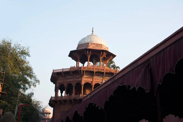 Vue Sur Taj Mahal Site Classé Patrimoine Mondial Unesco Agra — Photo