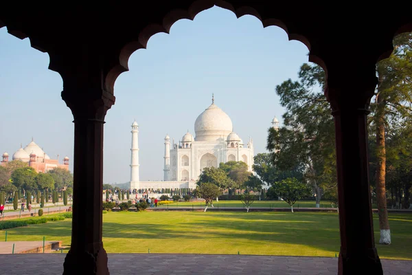 Vista Del Taj Mahal Patrimonio Humanidad Por Unesco Agra India — Foto de Stock